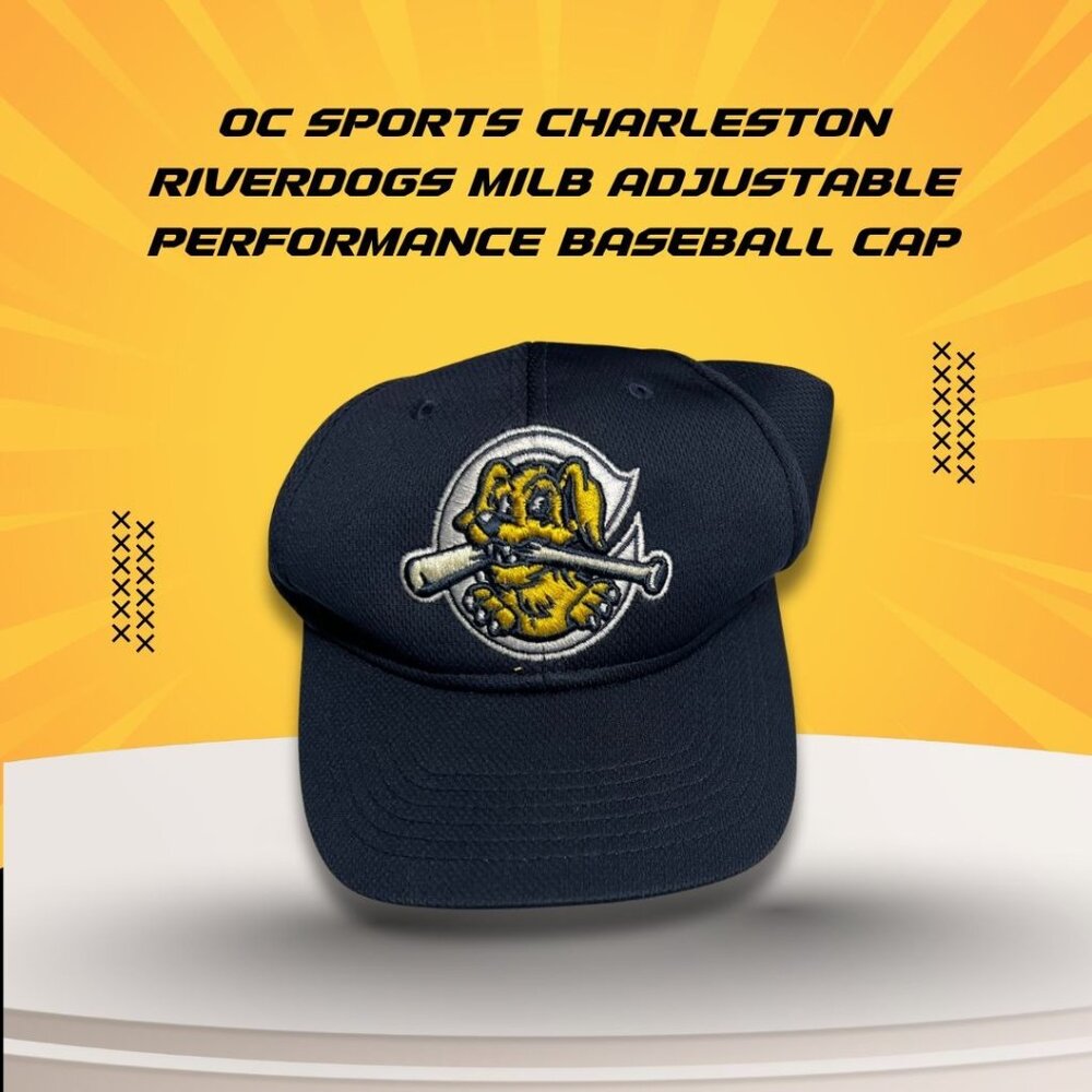 OC Sports Charleston RiverDogs Youth Adjustable MILB Baseball Cap Navy Blue Perf